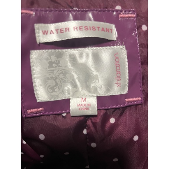 Xhilaration Raincoat Womens Medium Purple vinyl Glossy Hooded Water Resistant - Picture 6 of 6